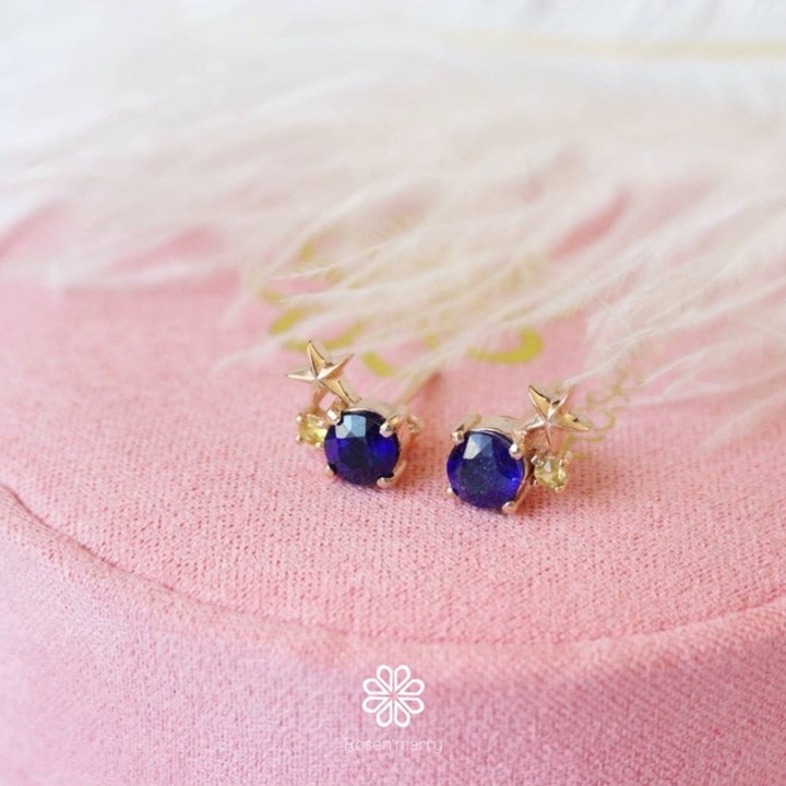 Boucles d'oreilles en saphir et or rose | Argent sterling 925