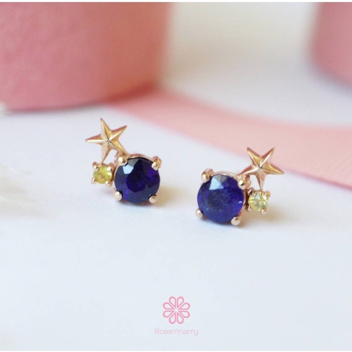 Boucles d'oreilles en saphir et or rose | Argent sterling 925