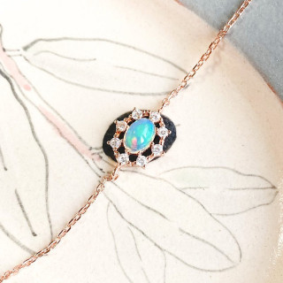 Genuine Opal and Silver Bracelet - October Birthstone Gift (RB010)
