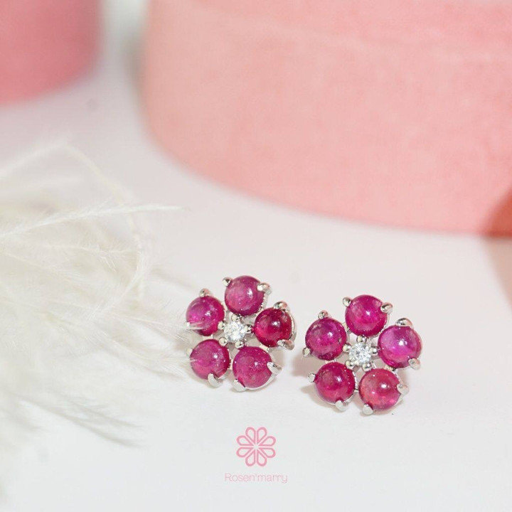Boucles d'oreilles créoles en rubis véritable | Argent sterling | Cadeaux porte-bonheur