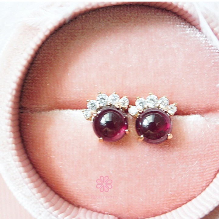 Genuine Garnet and Sterling Silver Earrings - Rosen'marry RE044