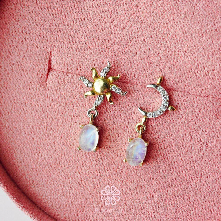 Blue Moonstone Dangle Earrings | Sterling Silver Gemstone Gift