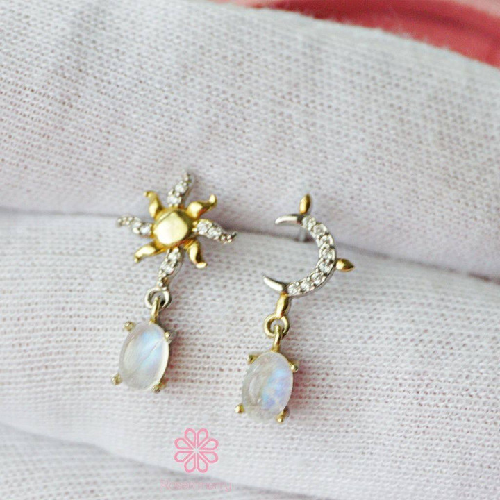 Blue Moonstone Dangle Earrings | Sterling Silver Gemstone Gift