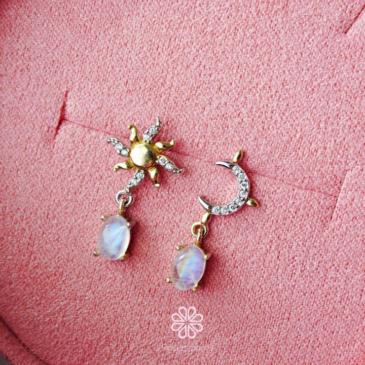 Blue Moonstone Dangle Earrings | Sterling Silver Gemstone Gift