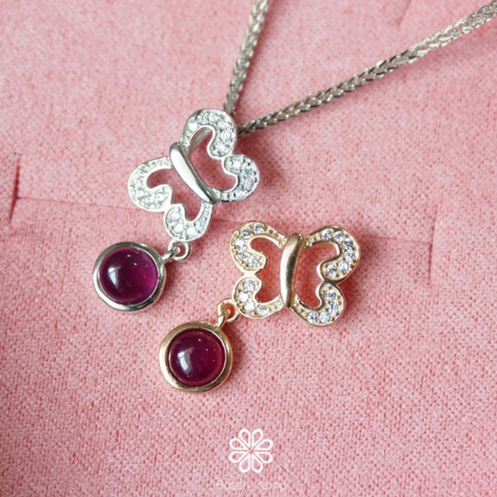 Sterling Silver Ruby Necklace | RN027 | Gemstone Fortune Charm