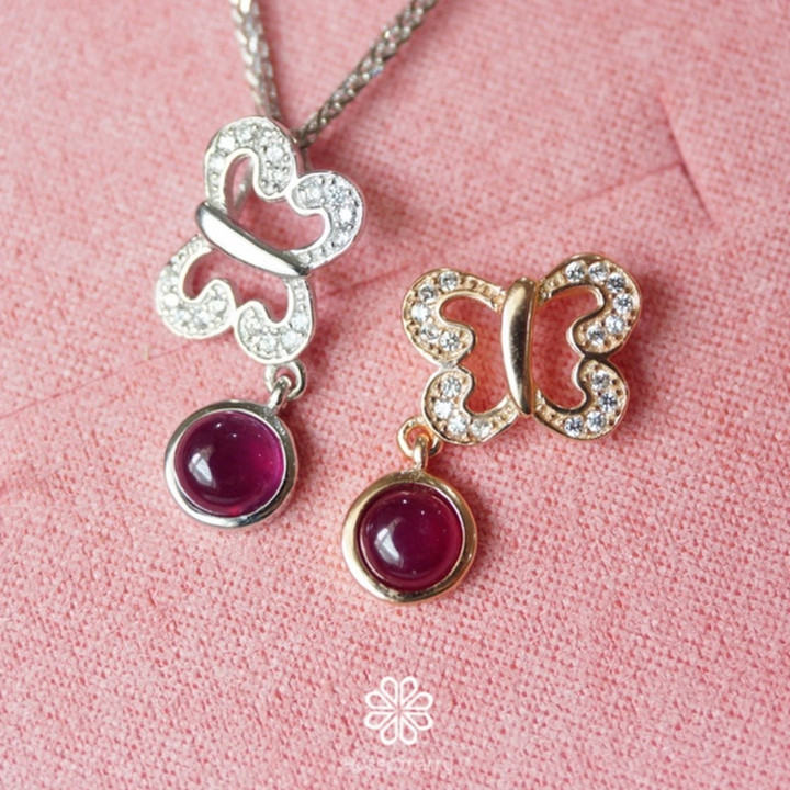 Sterling Silver Ruby Necklace | RN027 | Gemstone Fortune Charm