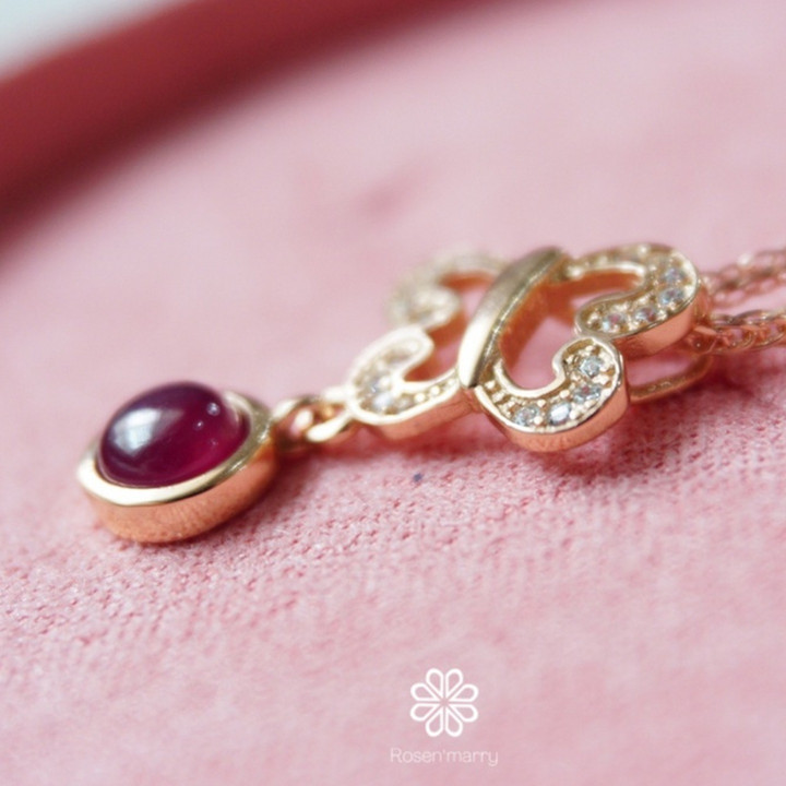 Sterling Silver Ruby Necklace | RN027 | Gemstone Fortune Charm