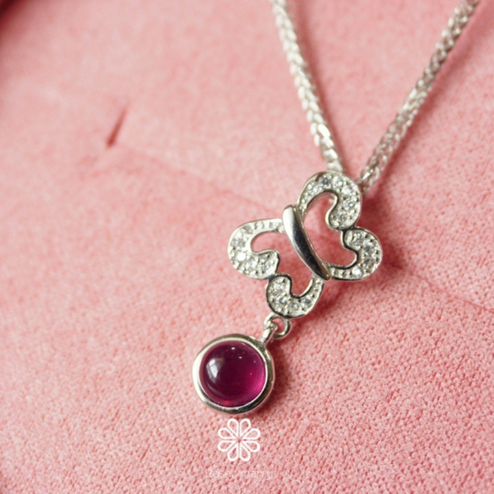 Sterling Silver Ruby Necklace | RN027 | Gemstone Fortune Charm