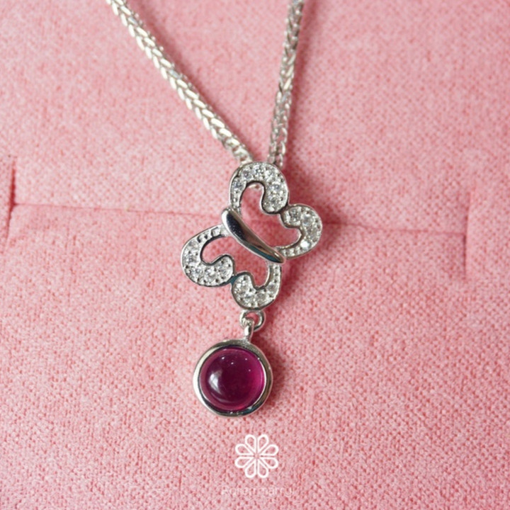 Sterling Silver Ruby Necklace | RN027 | Gemstone Fortune Charm
