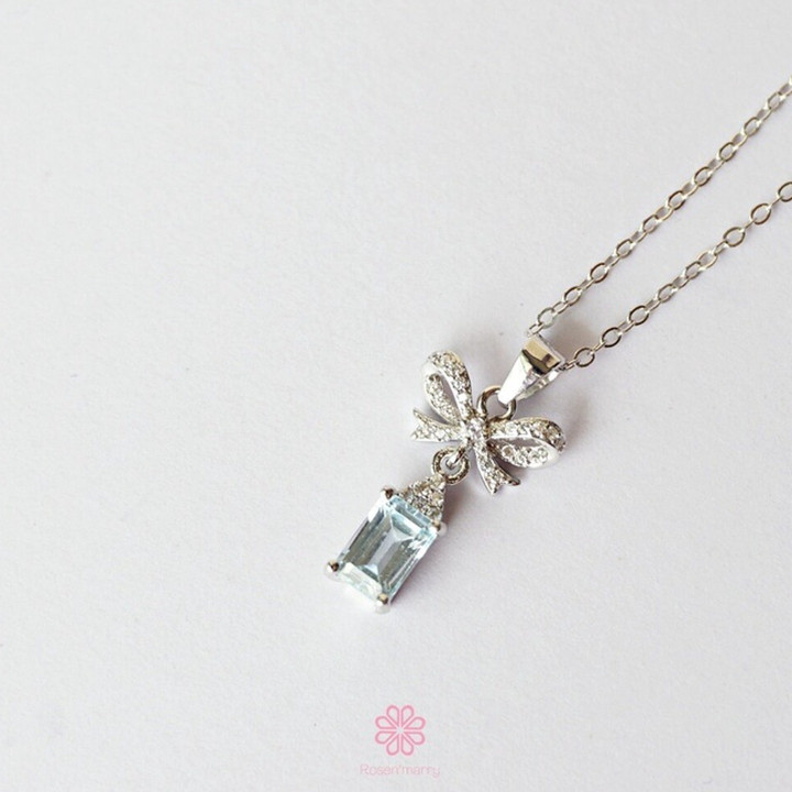 Sterling Silver Topaz Necklace - Good Fortune Pendant RN031