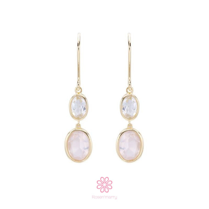 Rose Quartz and Topaz Sterling Silver Earrings - RE063