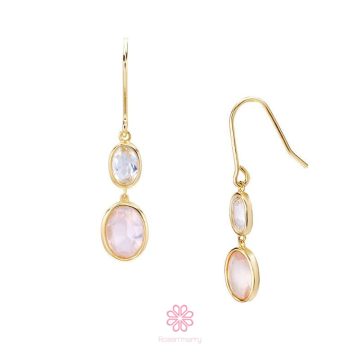 Rose Quartz and Topaz Sterling Silver Earrings - RE063