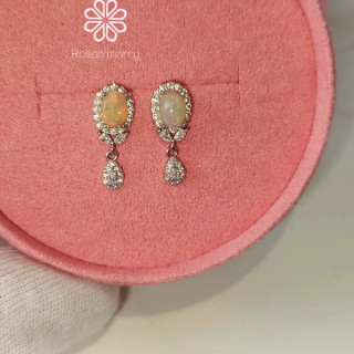 Genuine Opal Dangle Earrings | 925 Sterling Silver
