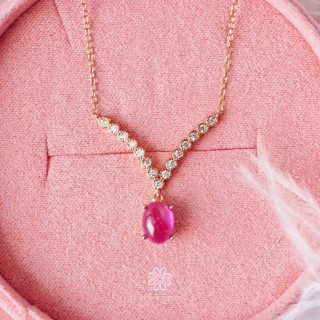 Genuine Ruby Necklace in Sterling Silver and Pink Gold