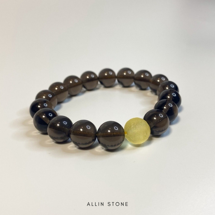 Smoky Quartz Bracelet | Libyan Desert Glass Abundance and Security