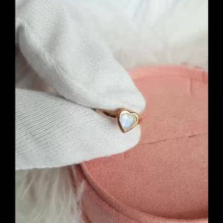 Herzring mit Labradorit | 925er Sterlingsilber und vergoldet