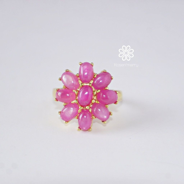 Genuine Ruby Ring | 8ct Red Gemstone | Sterling Silver and Gold Plated