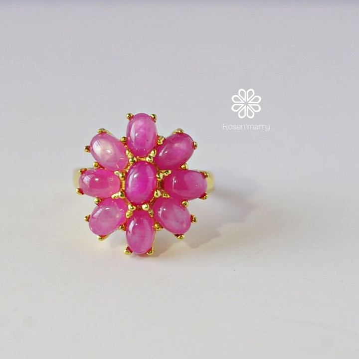 Genuine Ruby Ring | 8ct Red Gemstone | Sterling Silver and Gold Plated