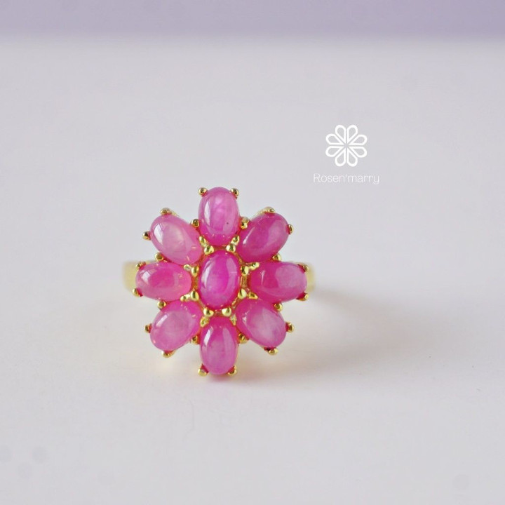 Genuine Ruby Ring | 8ct Red Gemstone | Sterling Silver and Gold Plated