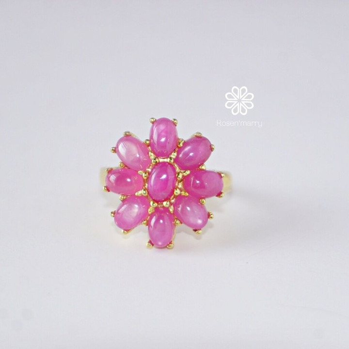 Genuine Ruby Ring | 8ct Red Gemstone | Sterling Silver and Gold Plated