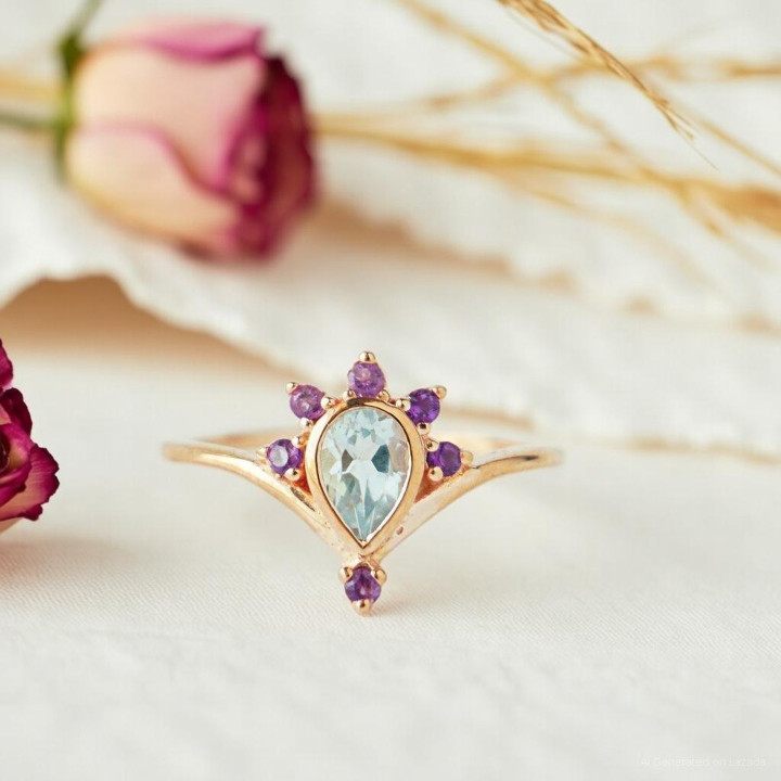 Amethyst- und Topasring aus Sterlingsilber – rosévergoldet