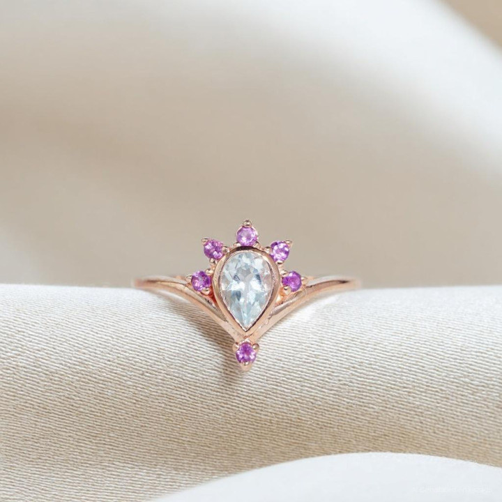 Amethyst- und Topasring aus Sterlingsilber – rosévergoldet