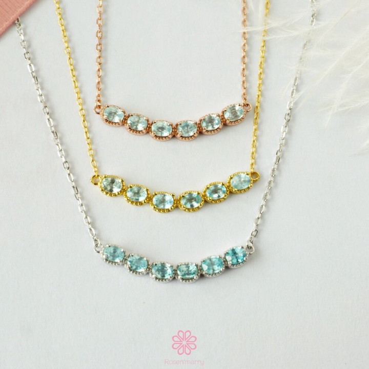 Collier en zircon bleu | Argent sterling | Porte-bonheur
