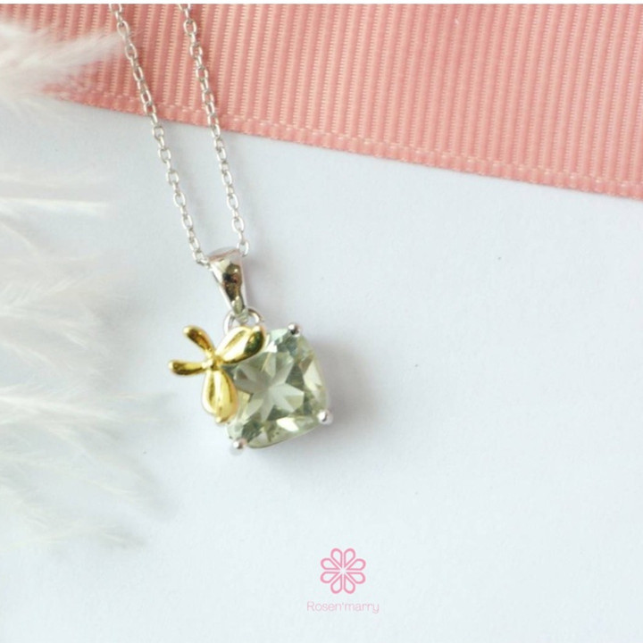 Green Amethyst Necklace in Sterling Silver | Rosen'marry RN015GA