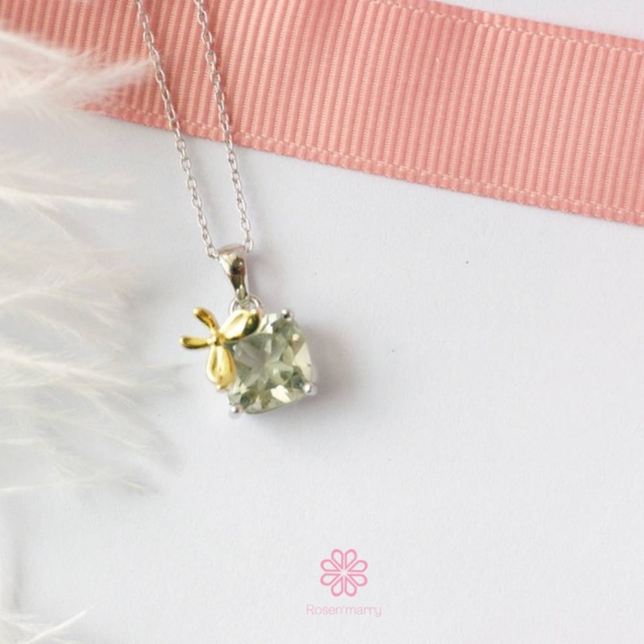 Green Amethyst Necklace in Sterling Silver | Rosen'marry RN015GA