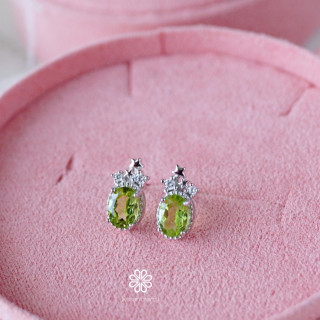 Raw Peridot Stud Earrings | 925 Sterling Silver | Everyday Wear