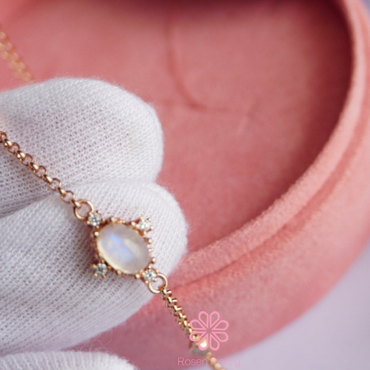 Moonstone Bracelet | 925 Sterling Silver | Blue Iridescent Gemstone