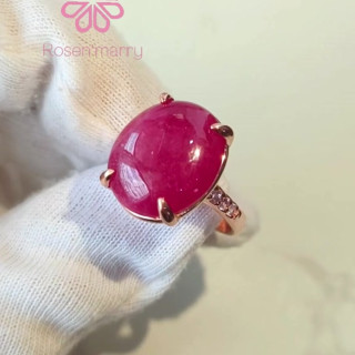 Genuine Ruby Ring | Rose Gold Plated Sterling Silver | Size 56