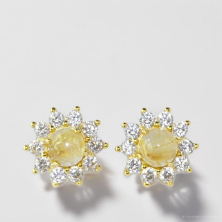 Gold-Plated Rutilated Quartz Earrings | Genuine and Elegant