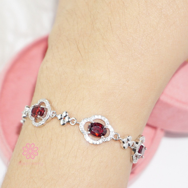 Bracelet en grenat véritable et argent sterling - Rosen'marry RB049