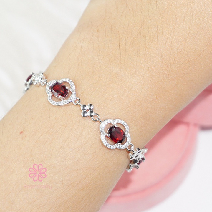 Bracelet en grenat véritable et argent sterling - Rosen'marry RB049