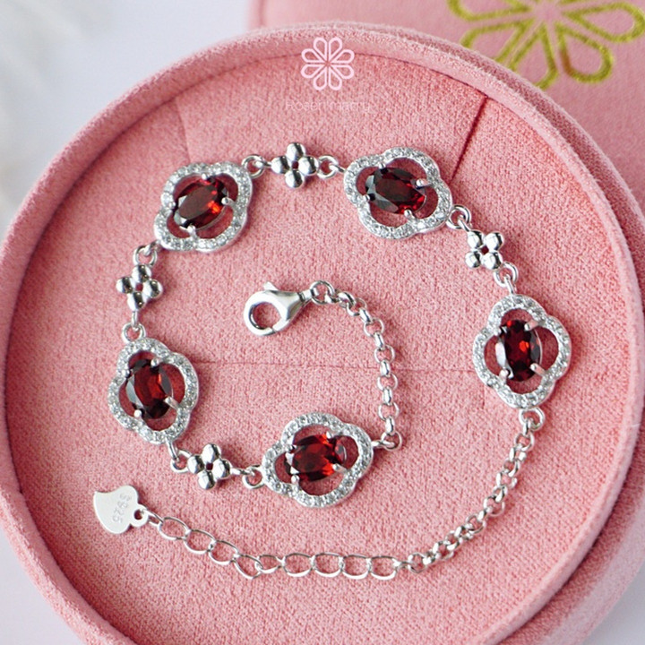 Bracelet en grenat véritable et argent sterling - Rosen'marry RB049