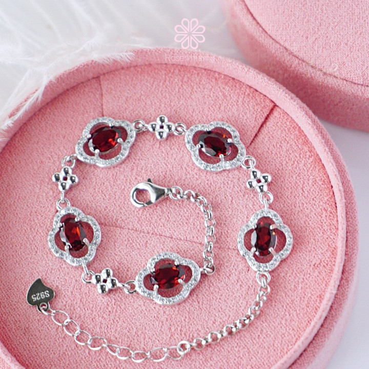 Bracelet en grenat véritable et argent sterling - Rosen'marry RB049