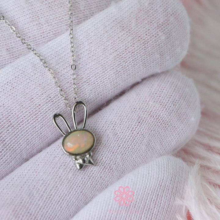Genuine Opal and Sterling Silver Necklace - Rosen'marry RN010