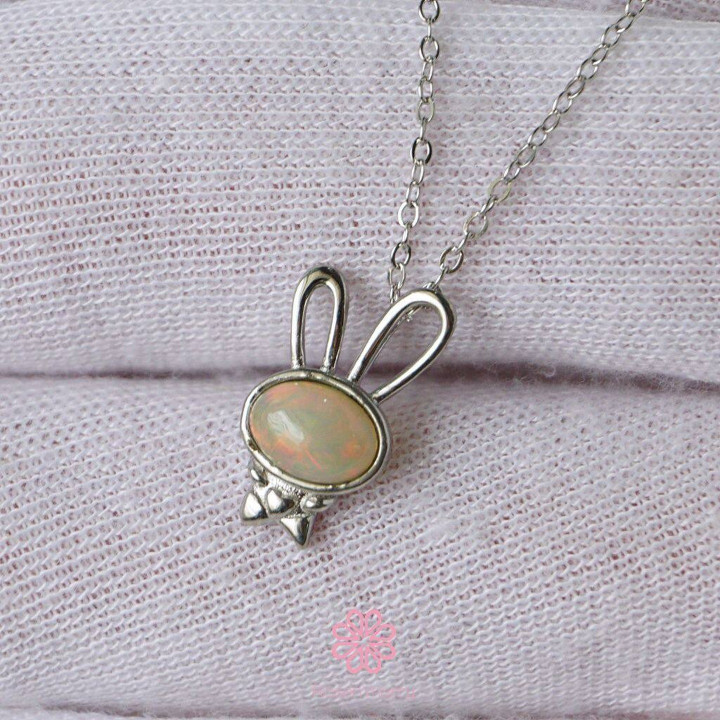 Genuine Opal and Sterling Silver Necklace - Rosen'marry RN010