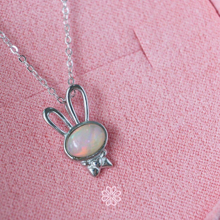 Genuine Opal and Sterling Silver Necklace - Rosen'marry RN010
