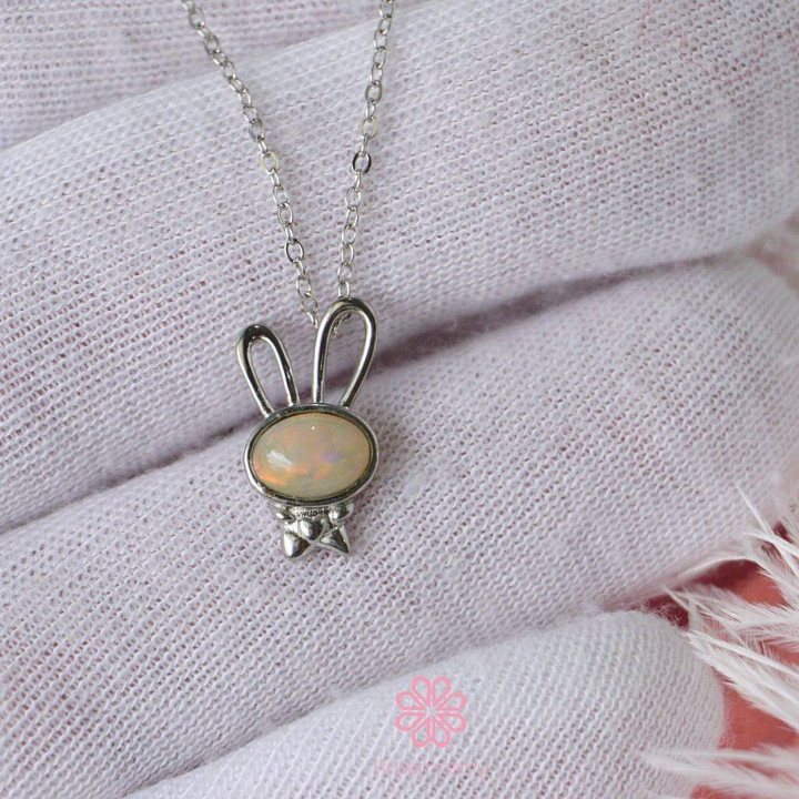 Genuine Opal and Sterling Silver Necklace - Rosen'marry RN010