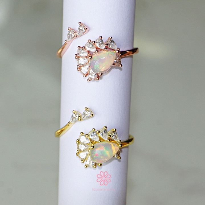 Ring aus Rohopal in Sterlingsilber | Geburtsstein Oktober | Rosen'marry
