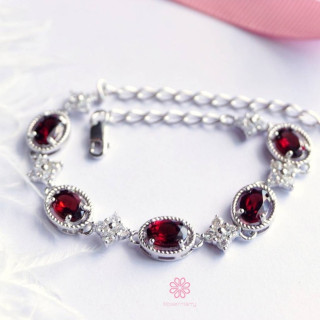 Sterling Silver Garnet Bracelet | Good Fortune Gemstone Jewelry