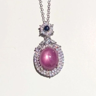 Star Ruby and Sapphire Necklace | 9ct Sterling Silver Pendant