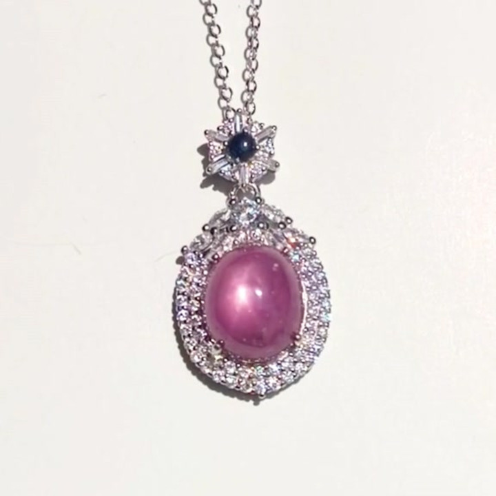 Star Ruby and Sapphire Necklace | 9ct Sterling Silver Pendant