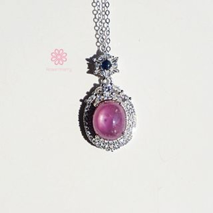Star Ruby and Sapphire Necklace | 9ct Sterling Silver Pendant