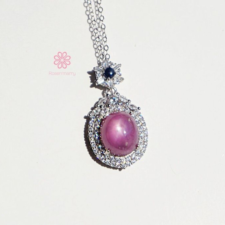 Star Ruby and Sapphire Necklace | 9ct Sterling Silver Pendant