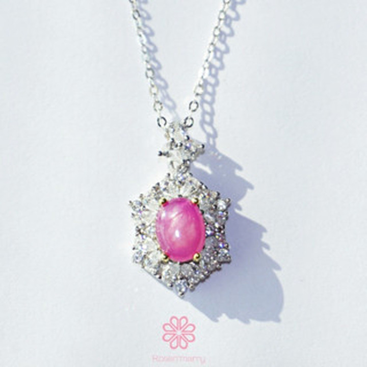 Sparkling Pink Ruby Necklace | Sterling Silver Pendant and Gift Box