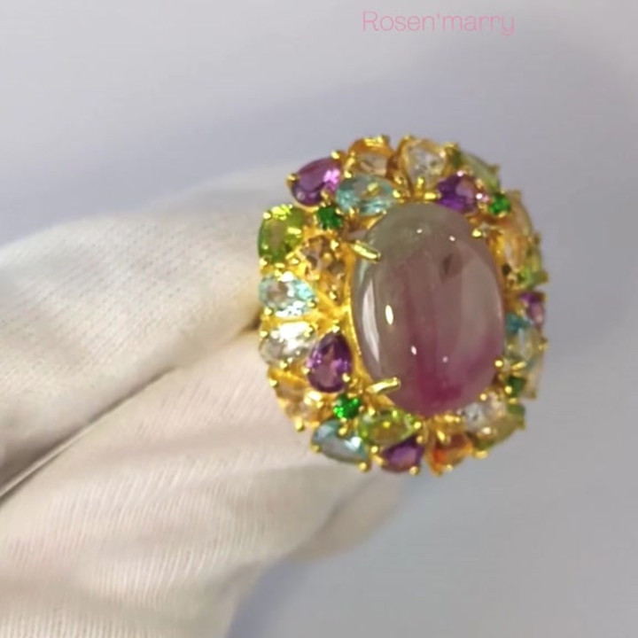 Radiant Ruby Ring: 40 Carat Gemstone Symphony in Sterling Silver