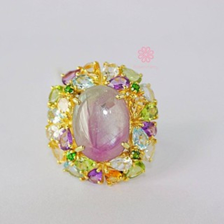 Radiant Ruby Ring: 40 Carat Gemstone Symphony in Sterling Silver